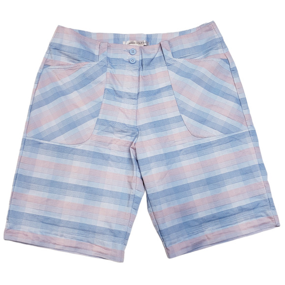 Nike Golf Womens Plaid Golf Shorts Blue Pink Sz 10 - Picture 1 of 6